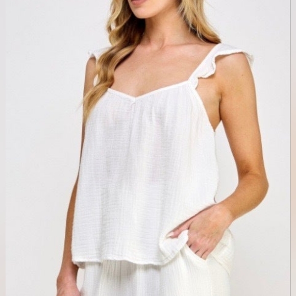 ARITZIA Wilfred white cotton guaze camisole top - Picture 4 of 4